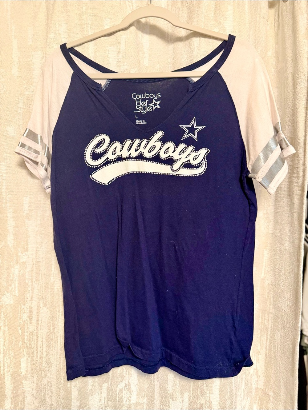NFL Dallas Cowboys Navy and White Women's Graphic Tee